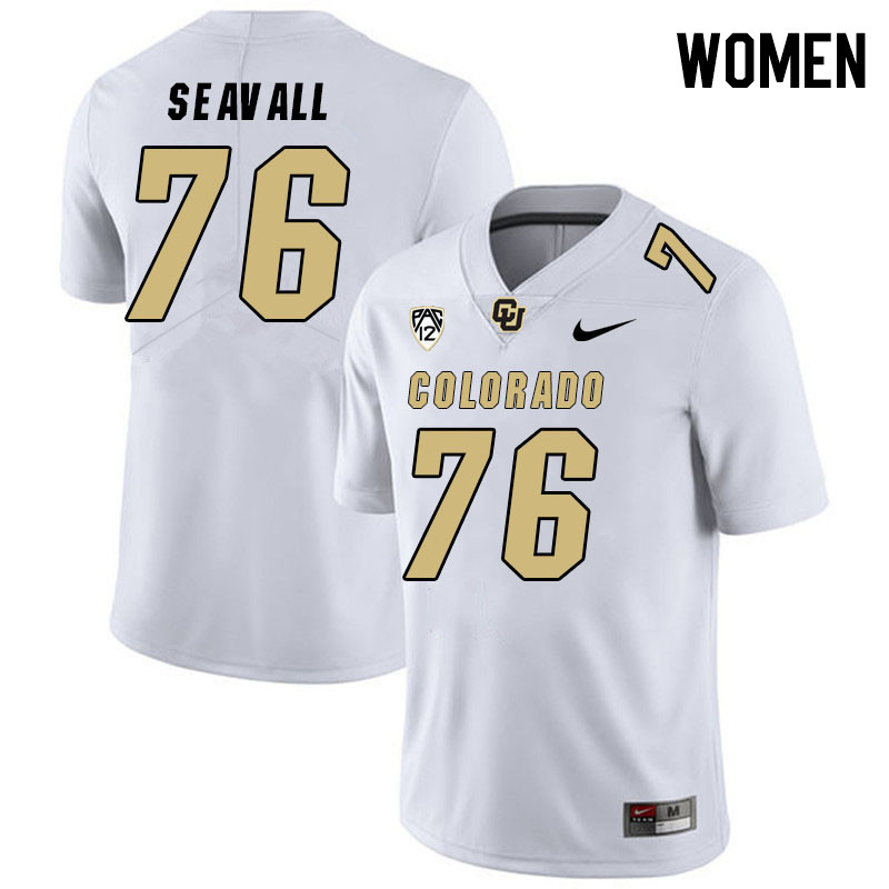 Women #76 Jack Seavall Colorado Buffaloes College Football Jerseys Stitched Sale-White - Click Image to Close